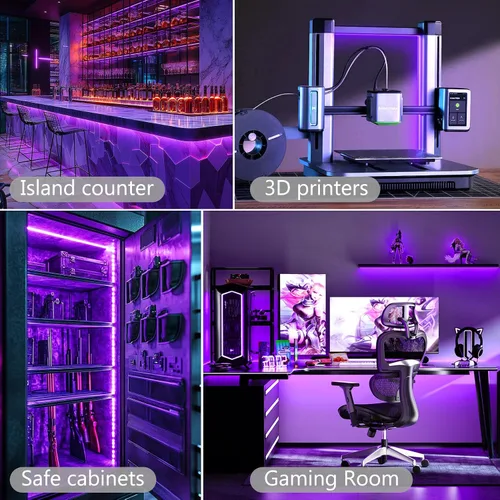 Vista 4 de echosari Tira de luces USB 5V, tira de luces de 9.8 pies con 180 luces LED 2835 SMD súper brillantes con autoadhesivo DIY para gabinetes, marcos