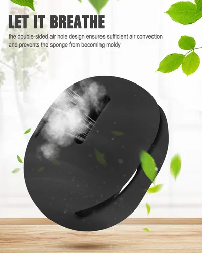 Vista 6 de FERYES Soporte para esponja de maquillaje – Estuche para mezclador de maquillaje de silicona resistente a roturas y ecológico para viajes - Negro