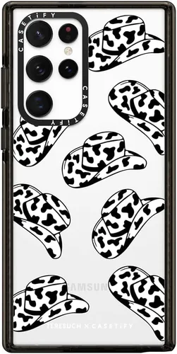 Vista 119 de CASETiFY Funda de impacto para Galaxy S22+ - Adhesivo Aries Moross, color negro transparente