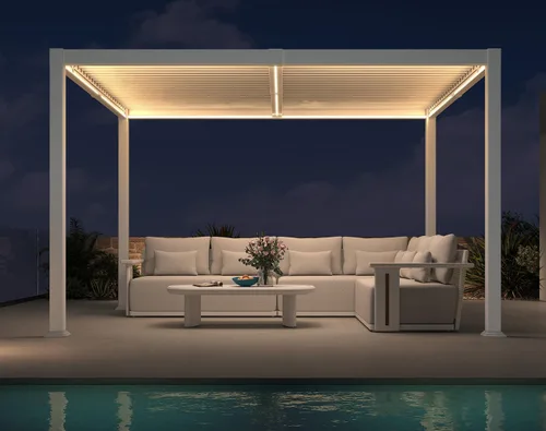 Vista 17 de PURPLE LEAF - Pergola con listones de 11 x 18 pies, marco de aluminio blanco para patios