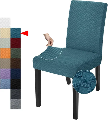 Vista 43 de YEMYHOM Funda elástica para silla con respaldo de 1 pieza con diseño jacquard más reciente, funda para silla con respaldo antideslizante, protector