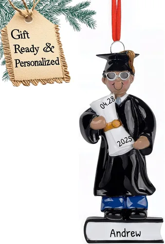 Vista 4 de Adornos de graduación personalizados para la clase de 2025, adornos de árbol personalizados para 2025, regalos de graduación personalizados
