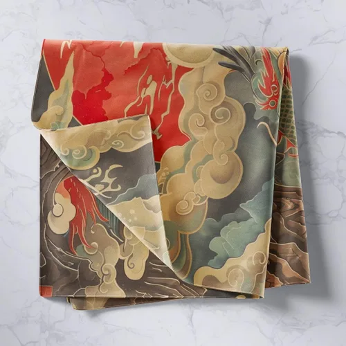 Vista 2 de Erosebridal Arte de pared de dragón oriental para colgar en la pared, estilo japonés, montaña, mar, océano, decoración de pared, tapiz impreso