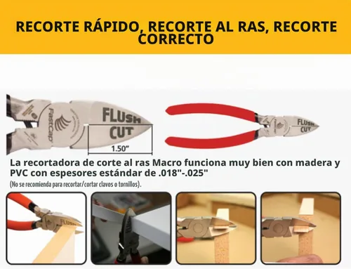 Vista 3 de FastCap Alicates Macro de Corte Raso - Perfectos para Carpintería y Trabajos con Madera - 80487