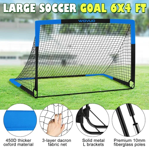 Vista 3 de Kids Soccer Goals for Backyard Set of 2, 6x4 ft Portable Toddler Soccer Goal Training Equipment with Soccer Target, Ball, Cones, Soccer Net for Kids