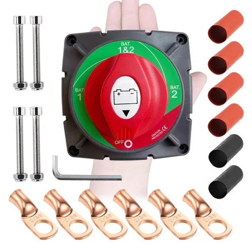 Vista 10 de Ampper - Interruptor de batería 1-2-ambos-apagado 12V - 48V, interruptor de desconexión de batería marina, corte de energía y apagado para auto