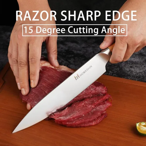Vista 19 de Cuchillo de chef de 6 pulgadas, cuchillos de cocina, deshuesado de acero inoxidable alemán de alto carbono, cuchillo profesional para carne, aves