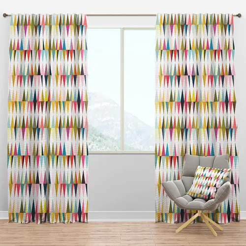 Vista 10 de DesignQ Cortinas opacas con patrón circular pastel retro II para dormitorio, cortinas para sala de estar, cortinas con aislamiento térmico, panel