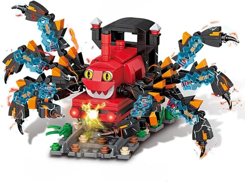 Vista 9 de Juego de bloques de construcción de figuras de Charles, juguetes de modelo de monstruo de tren araña de juego de terror, ladrillos de construcción