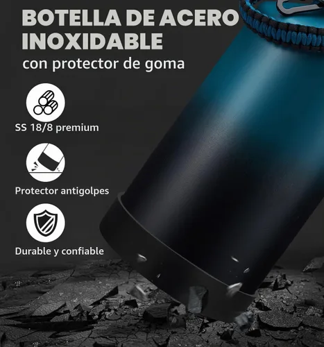 Vista 9 de Botella de agua aislada de 1 galón, con popote y tapa de pico automático, mango de paracord, funda para botella, botella de agua de acero inoxidable