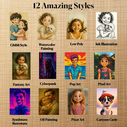 Vista 6 de Convierte tu foto en un retrato de estilo de dibujos animados 3D, obra de arte personalizada única, personaje personalizado de parejas, familia