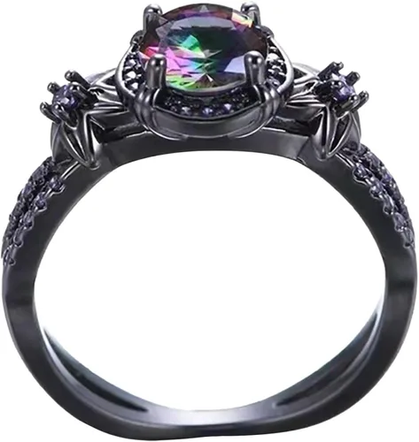 Vista 2 de Anillos para parejas, anillos de diamantes de imitación de moda para mujer, búho, boda, compromiso, joyería de regalo