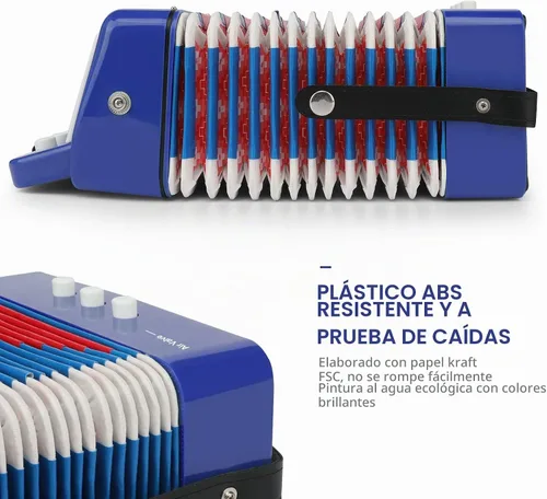 Vista 4 de Acordeón para niños, control de 10 teclas, mini acordeón de juguete, regalos fáciles de jugar