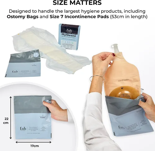 Vista 4 de Fab Little Bag HyGeeni - Bolsas de eliminación para pañales, almohadillas de incontinencia, bolsas de ostomía y catéter, evita olores, sin ensuciar
