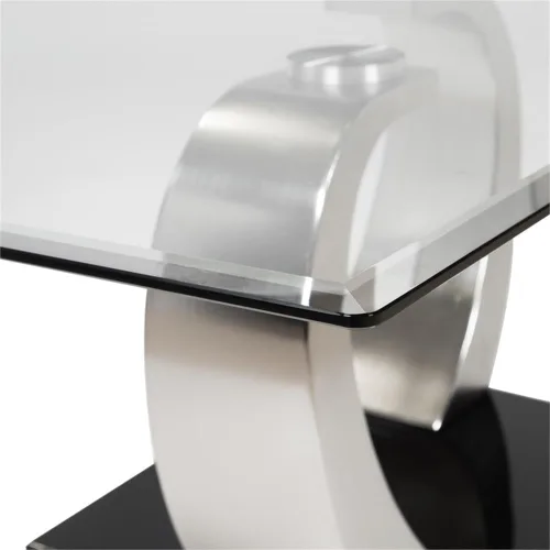 Vista 7 de Furniture of America Mesa de centro de cristal Navarra en plata y negro