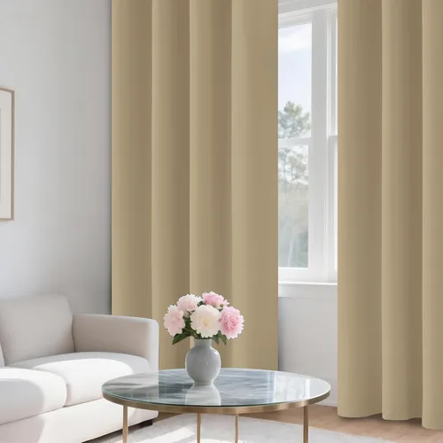 Vista 8 de COSVIYA Cortinas opacas 100% beige Biscotti para dormitorio, juego de 2 paneles de 63 pulgadas de largo, bloqueo de luz completa, aislamiento