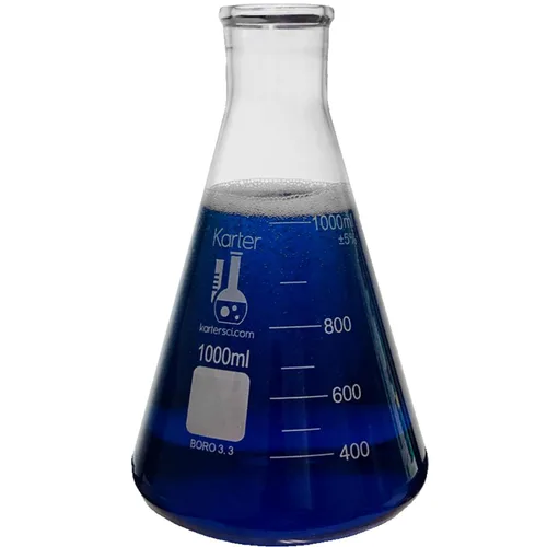 Vista 13 de Karter Scientific - Matraz Erlenmeyer de boca estrecha de 1000 ml, vidrio borosilicato 3.3, 213G22 (Individual) 3.3 vidrio de borosilicato, boca