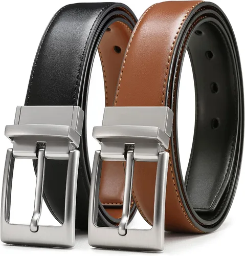 Vista 18 de CHAOREN Cinturón reversible para hombre, 1 pieza, cinturón de vestir de Negro/Marrón