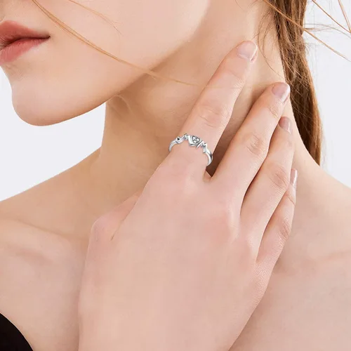 Vista 6 de YFN - Anillos de plata de ley 925 para mamá y madre
