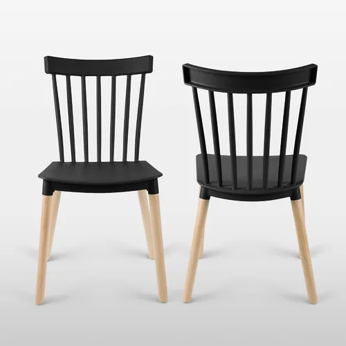 Vista 5 de DSW - Sillas de comedor de plástico modernas sin brazos con patas de madera para estar, dormitorio, cocina, comedor, sala de espera, restaurantes