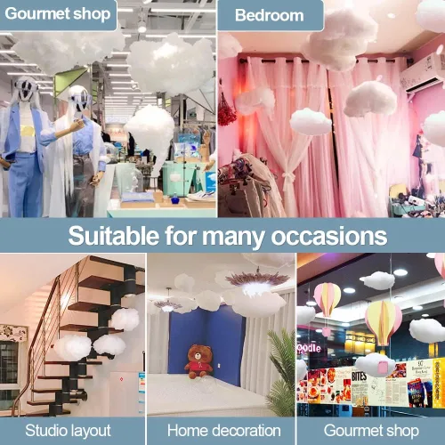 Vista 7 de Decoración de nube de simulación de algodón 3D, nubes artificiales para techo, decoración de nube para habitación, decoración de nube, escenario