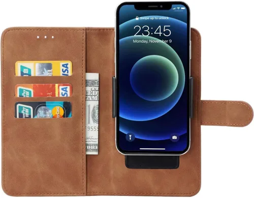 Vista 2 de Carcasa de cuero para BLU K2 Funda protectora, Funda con soporte para funda, funda para teléfono con [ranuras para efectivo y tarjetas], cubierta