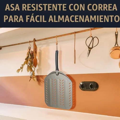 Vista 6 de Cáscara perforada de la pizza, espátula de la pizza de 14 pulgadas