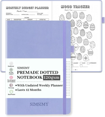 Vista 14 de Cuaderno de Diario Punteado Prefabricado con Plantillas de Viñetas, Diario de Puntillado en Rejilla de Puntos Prefabricado con Planificador Semanal