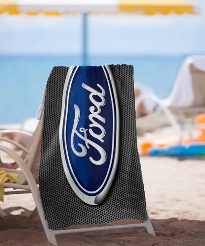 Vista 2 de LOGOVISION Ford - Toalla de playa metálica, con logotipo ovalado, 30 x 60 pulgadas