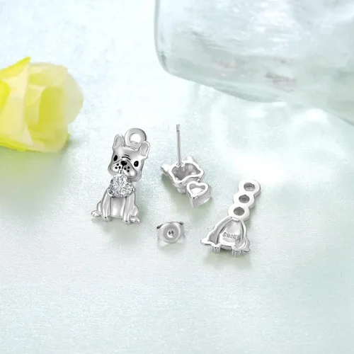 Vista 3 de YorkieFrench Bulldog Earrings 925 Sterling Silver Dog Earrings for Women Dog Jewelry Gifts for Women