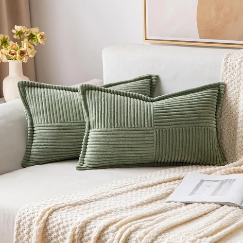 Vista 40 de MIULEE - Juego de 2 fundas de almohada beige de 12 x 12 pulgadas con entretejido, fundas de almohada a rayas bohemias supersuaves con textura