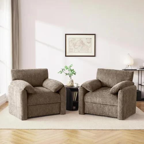 Vista 9 de Howjoe Sillón Extragrande de Chenilla, Sillas de Acento de 38.6 Pulgadas de Ancho para Sala de Estar y Dormitorio Silla de Descanso Moderna, Silla