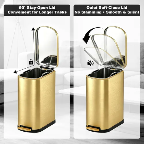 Vista 4 de SYNCVIBE Bote de basura Gold 28