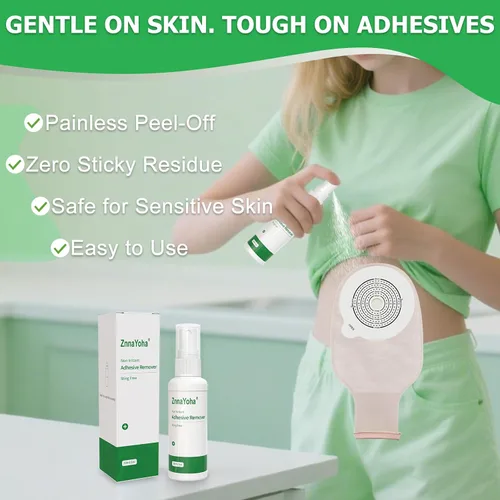Vista 3 de Spray removedor de adhesivo, removedor de adhesivo médico sin picaduras para la piel, ideal para pacientes con ostomía, eliminación de piel sensible
