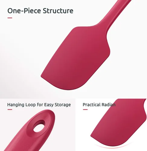 Vista 6 de U-Taste Juego de espátulas de silicona con 480 grados Fahrenheit resistente al calor (rojo)