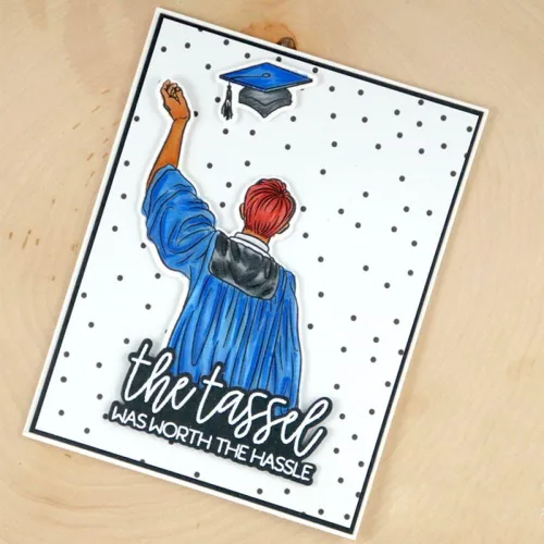 Vista 8 de Estudiantes de posgrado Vista trasera Troqueles y sellos para hacer tarjetas So Pround of You, To the Graduate, You Did It,Words Alpahbets - Sello