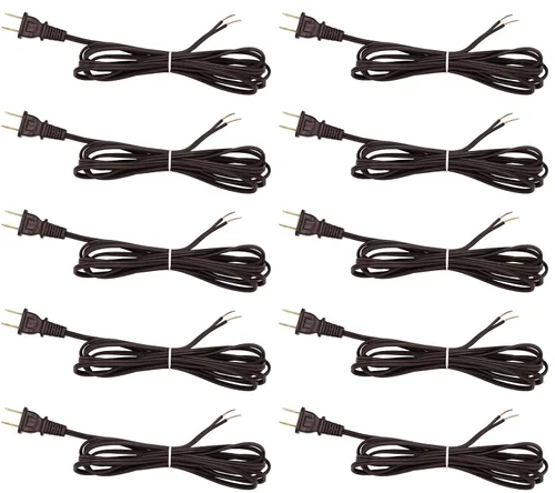 Vista 6 de Creative Hobbies Cable de lámpara marrón, 8 pies de largo, SPT-1, calibre 18, cable de alimentación con certificación UL para reparación o reemplazo