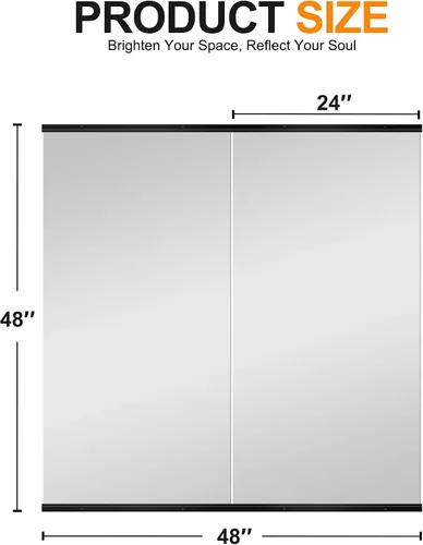Vista 5 de Delma Espejo de gimnasio en casa, 48 x 24 x 2 unidades, vidrio templado grande de cuerpo completo, sin marco, montado en la pared para gimnasio