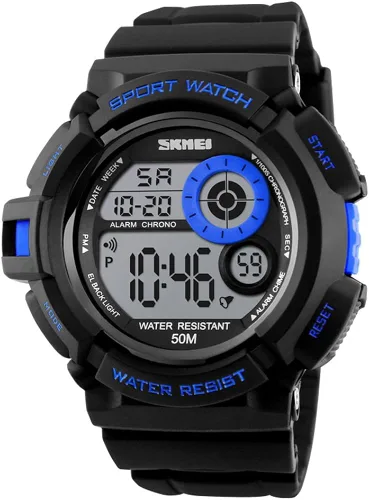 Vista 9 de SKMEI - Reloj digital para niños, impermeable, LED, 7 colores cambiables, luz de fondo suave, PU