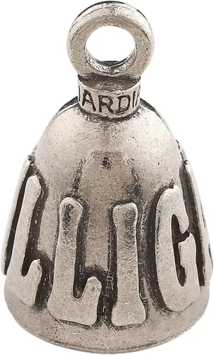 Vista 10 de Guardian Bell Campana de buena suerte con llavero y bolsa de regalo de terciopelo negro Campana de motocicleta Peltre sin plomo Hecho