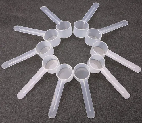 Vista 5 de ONLYKXY 10 cucharas medidoras de plástico transparente de mango largo, cucharas de leche en polvo, cucharas, herramientas de cocina (0.18 oz)