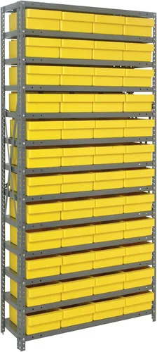Vista 525 de Quantum QSBU-245BK Heavy Duty Shelving Unit with (7) Shelves and (24) QUS245 Black Bins for Garage Warehouse Storage Distribution 400 lb Load