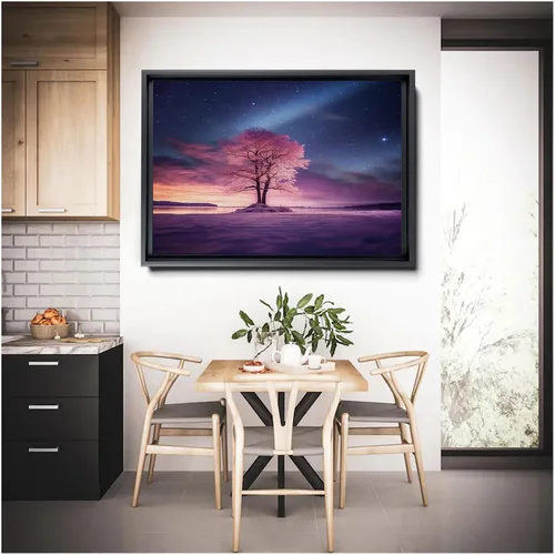 Vista 6 de Northern Lights Tree - Aurora Borealis Painting - Winter Wonderland - Nature Decor - Modern Wall Art - Canvas & Metal Prints