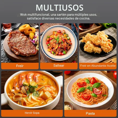 Vista 7 de Sartén híbrida de acero inoxidable de 12.5 pulgadas con tapa, sartén antiadherente texturizada con láser, sin PFOA, compatible con inducción, apta