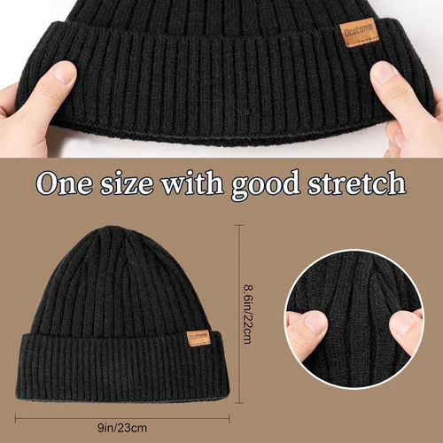 Vista 3 de Gorro de invierno para hombres y mujeres, gorro de punto con puños con forro cálido, sombrero de esquí suave, unisex, regalos para hombres y mujeres