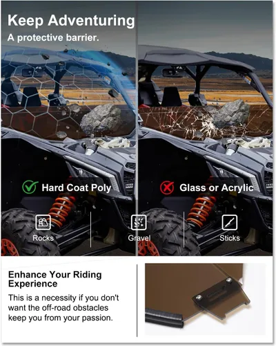 Vista 3 de KIWI MASTER Medio parabrisas de policarbonato con recubrimiento duro teñido para 2017-2026 Can Am Maverick X3 Accesorios de policarbonato