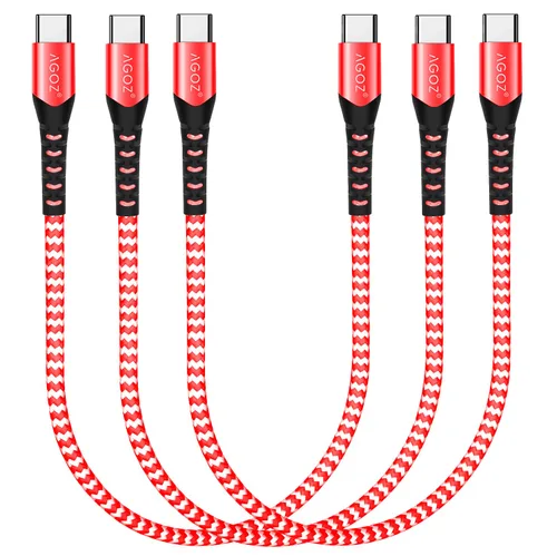 Vista 7 de AGOZ Paquete de 3 cables USB C a USB C de 1 pie para iPhone 17 Pro Max, iPhone 16, iPad Pro, Galaxy S26, S25 FE, S24 Ultra, S23 S22, Z Fold 7, A54