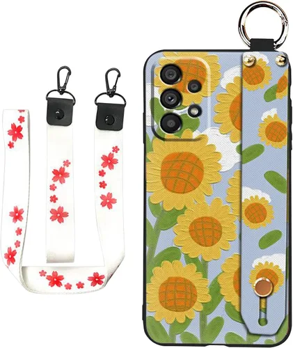 Vista 11 de Funda cruzada compatible con Samsung Galaxy A12 5G, con correa para la muñeca, cordón de silicona suave a prueba de golpes, funda protectora