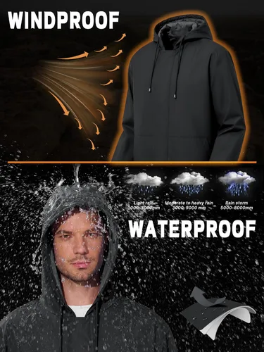 Vista 3 de Chaqueta impermeable para hombre, rompevientos, ciclismo, correr, senderismo, golf, viajes, capucha, ligera, plegable