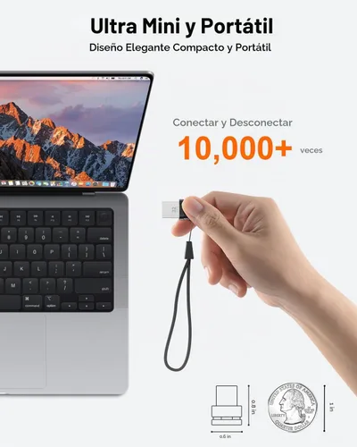 Vista 5 de Mini unidad flash USB 3.0 de 32 GB, paquete de 3 unidades, unidad de pulgar ultra pequeña, memoria USB portátil impermeable con orificio